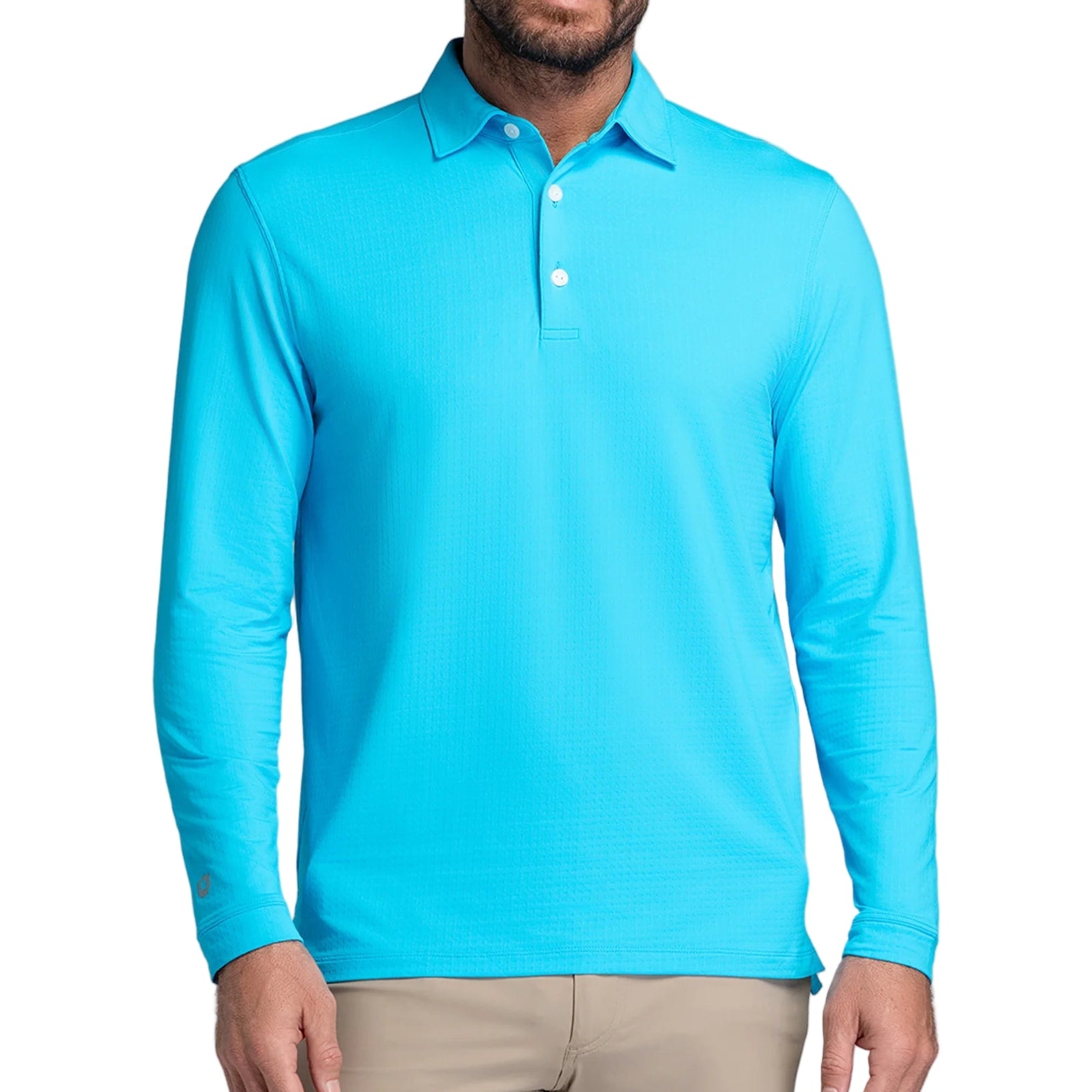 IBKUL Men's Long Sleeve Polo - Turquoise