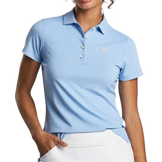 womens golf polo in light blue with crown logo