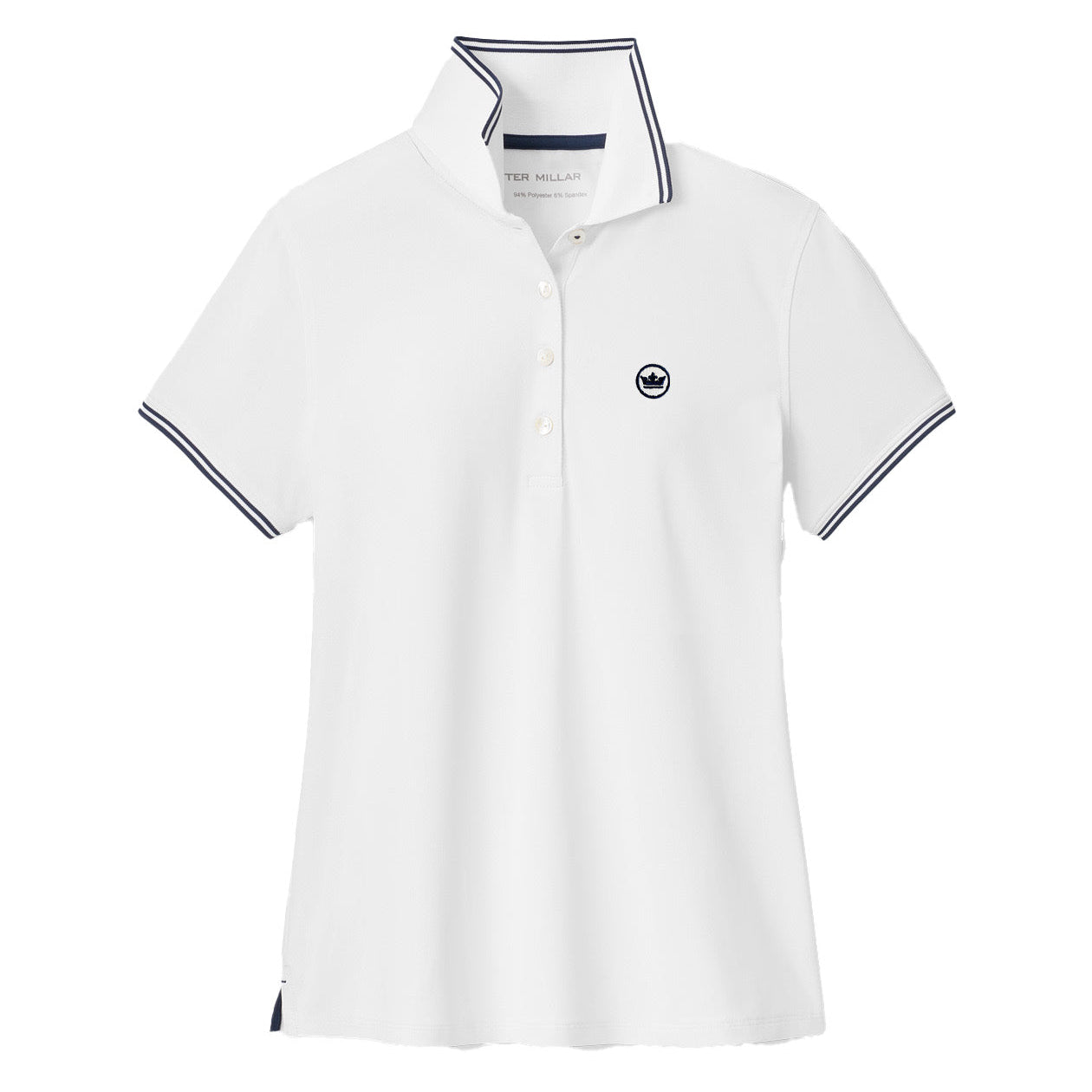 ladies peter millar polo white shirt with navy crown