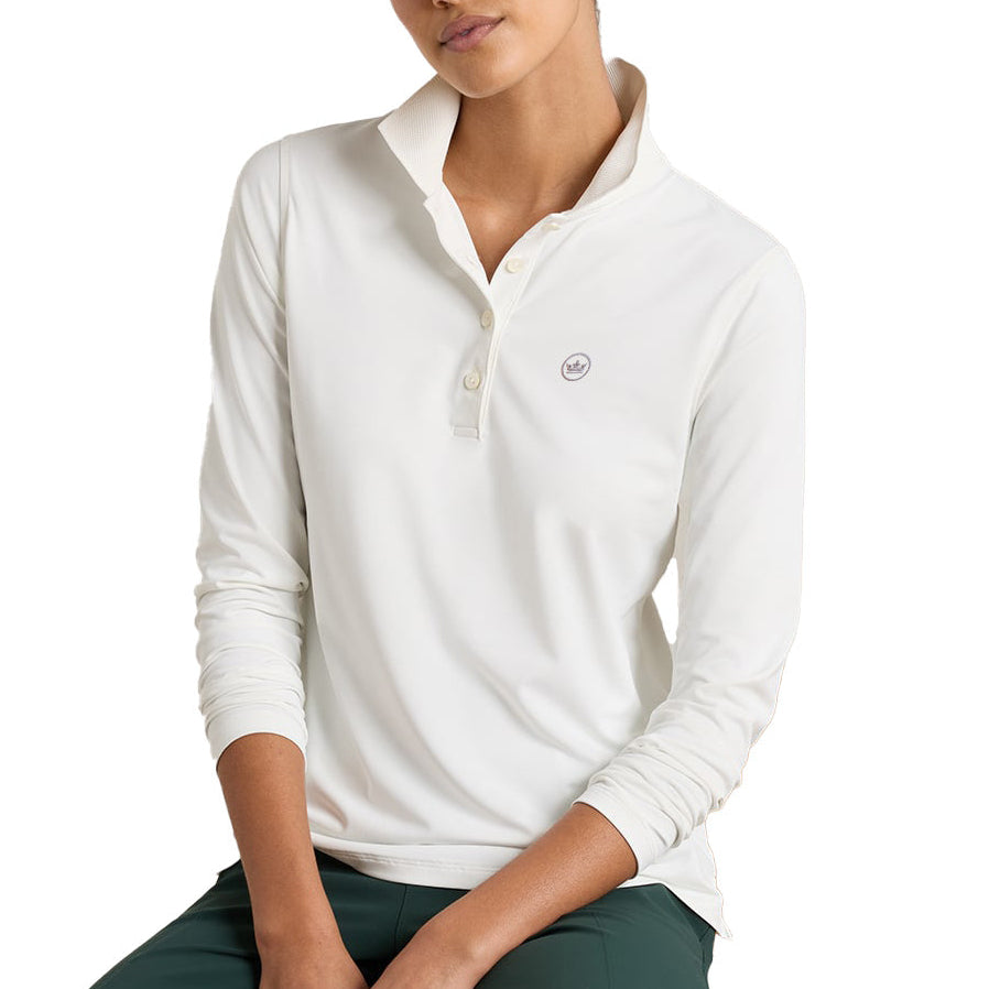 PETER MILLAR ladies long sleeve white polo