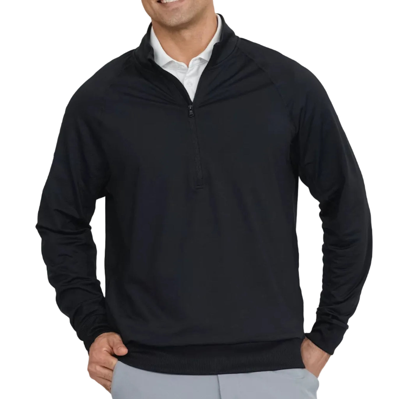 mens golf half zip jacket in colour black