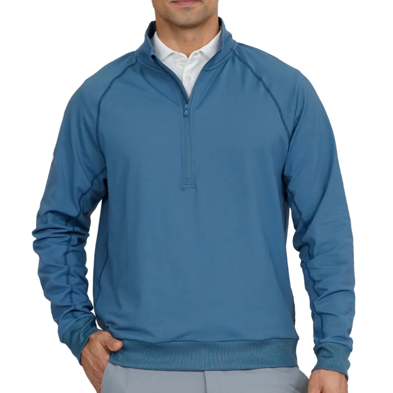mens half zip jacket in blue