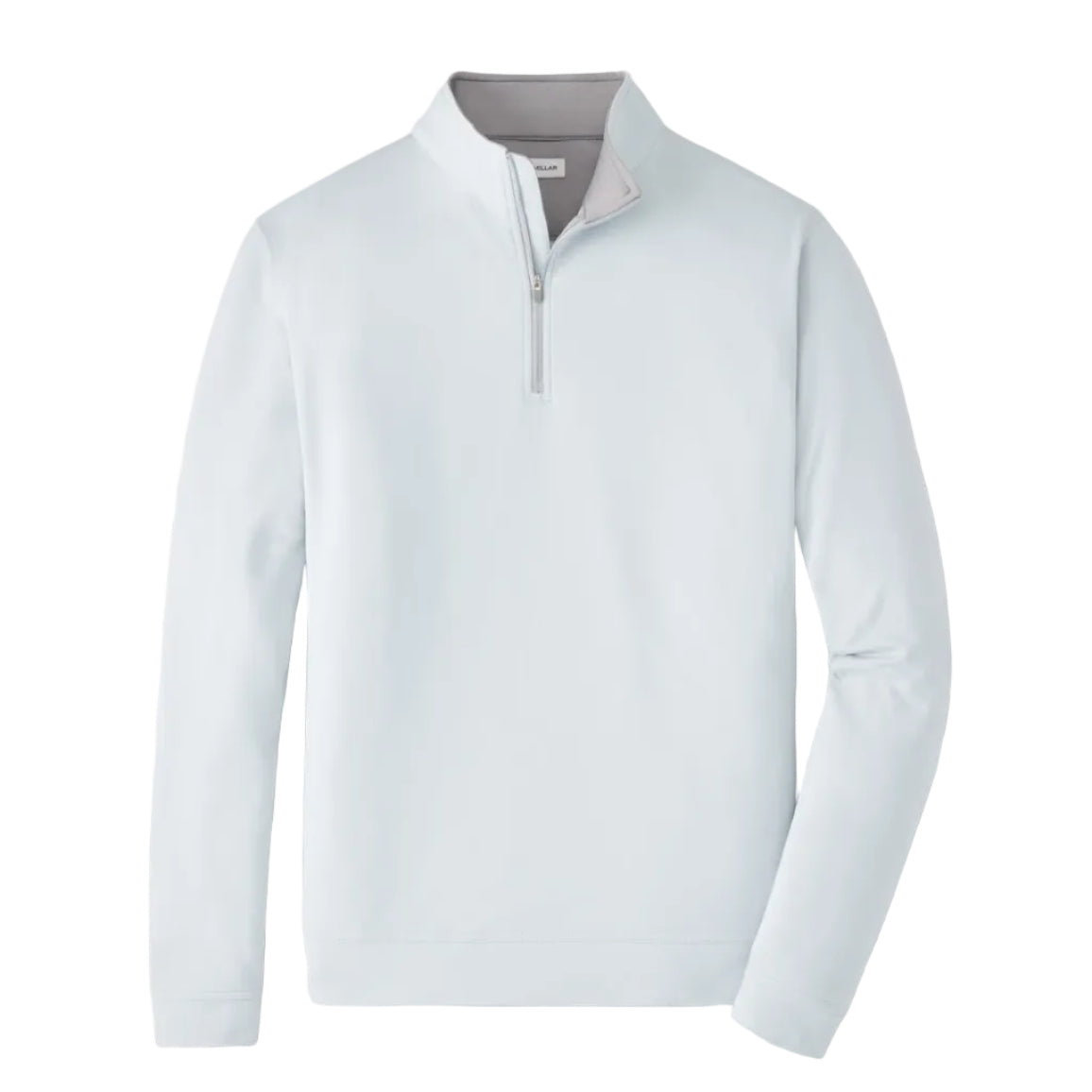 A light blue long-sleeve quarter-zip pullover sweatshirt with a gray inner collar lining, displayed on a clean white background.