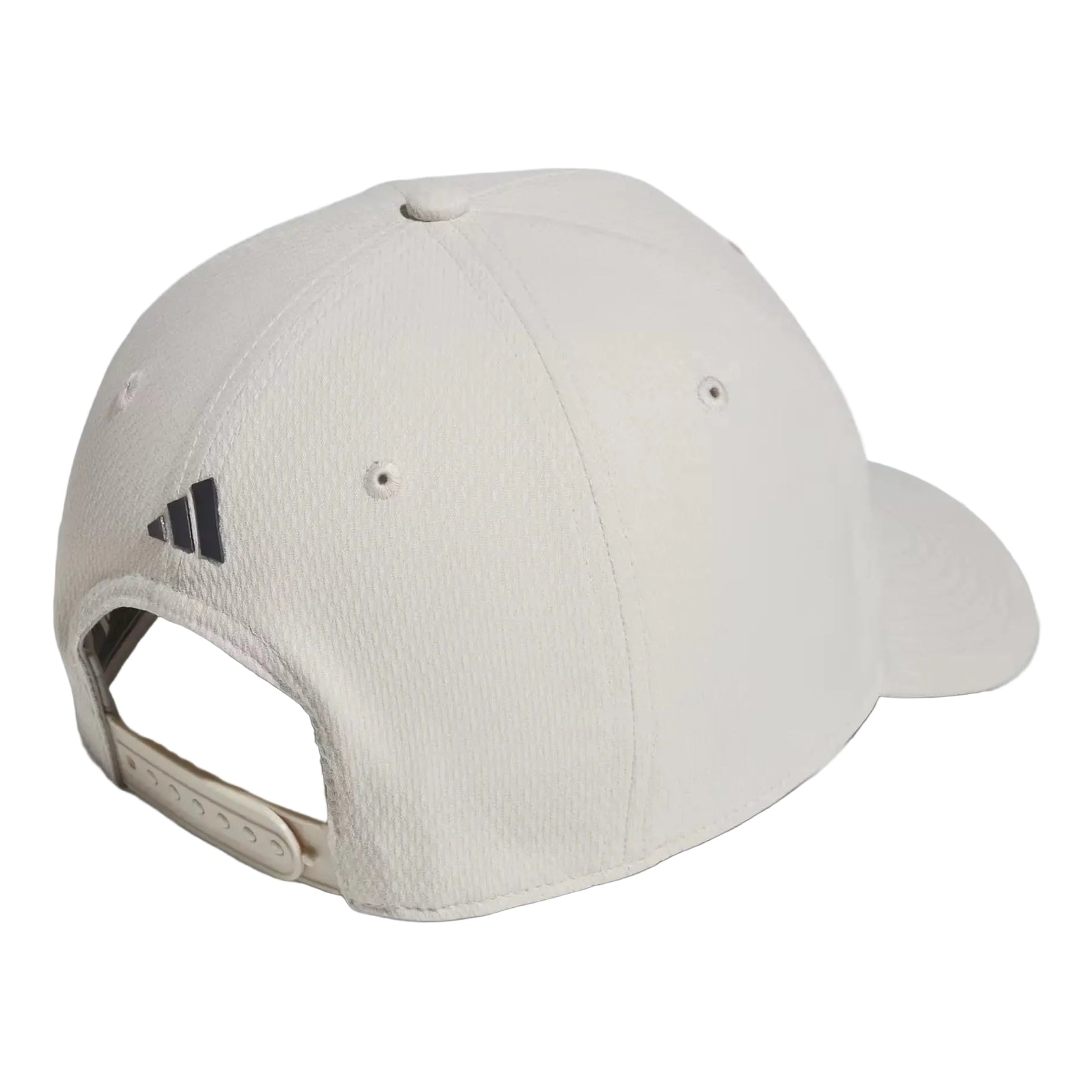 White cap with Adidas logo on a white background