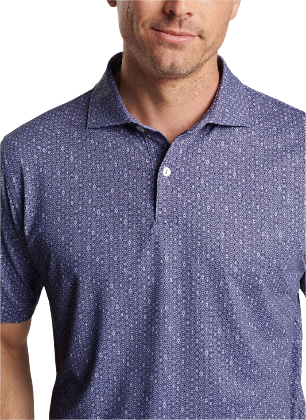Peter Millar Harmon Geo Performance Jersey Polo - Lavender Fog