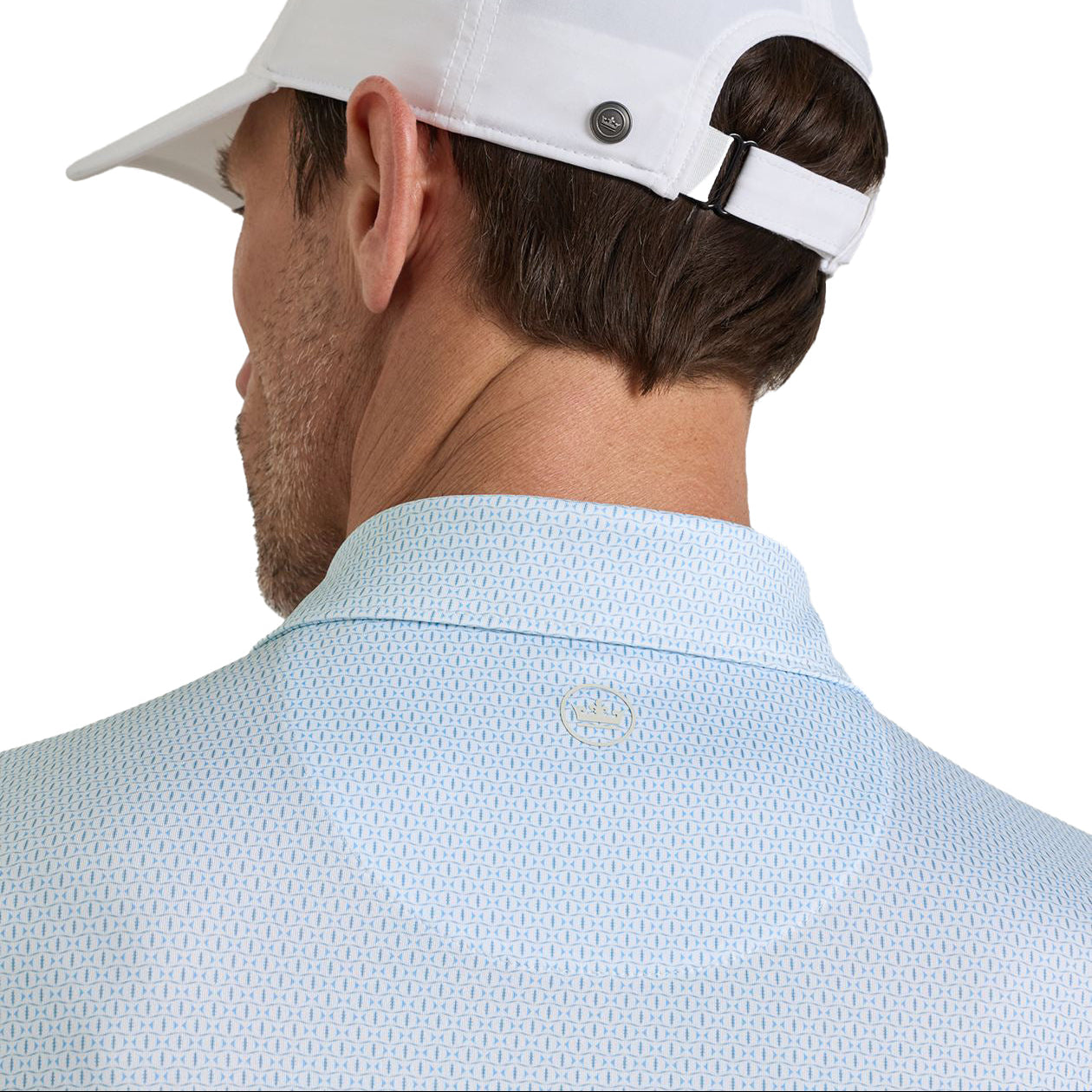 peter millar golf polo light blue with crown logo