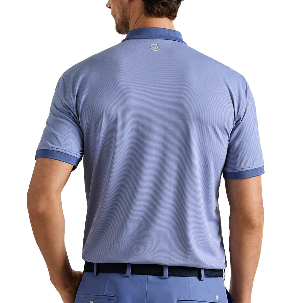 peter millar golf polo navy blue stripped with crown logo