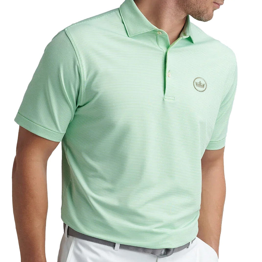 peter millar golf polo in light green stripped 