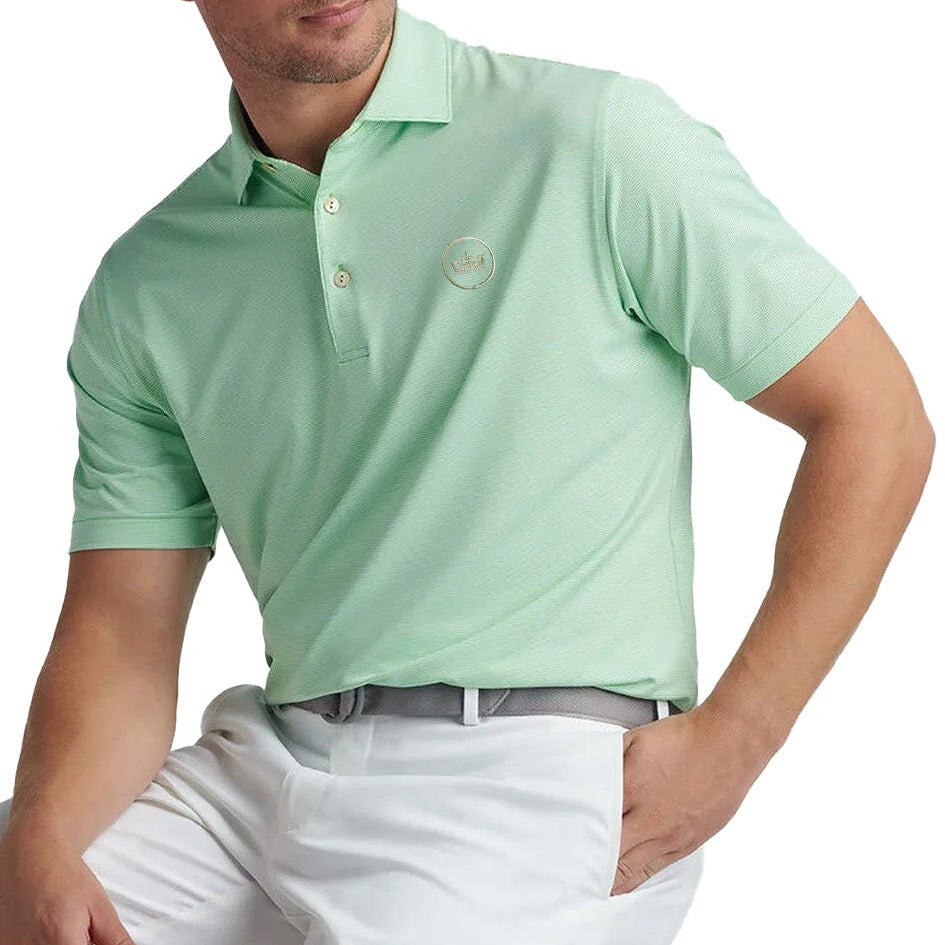peter millar golf polo in light green stripped 