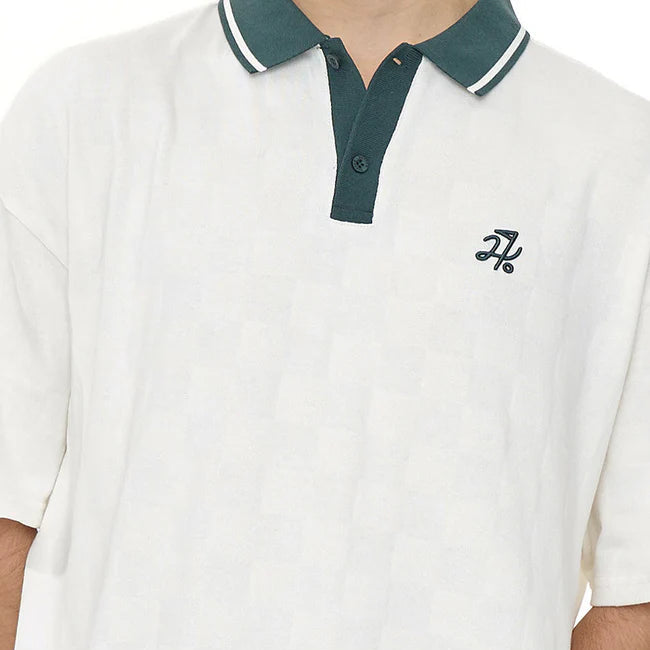 Huffer Golf Men's Check Par Polo - Chalk