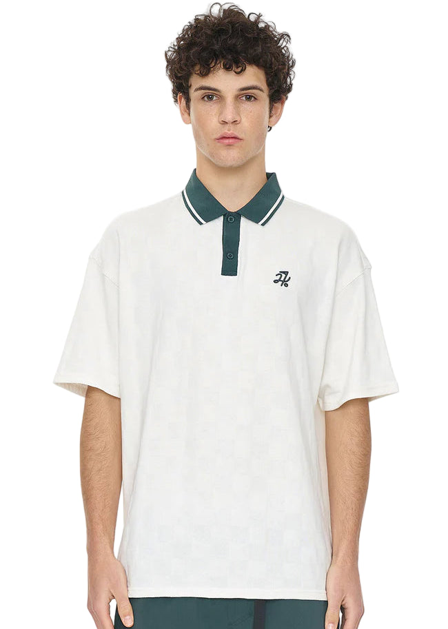 Huffer Golf Men's Check Par Polo - Chalk