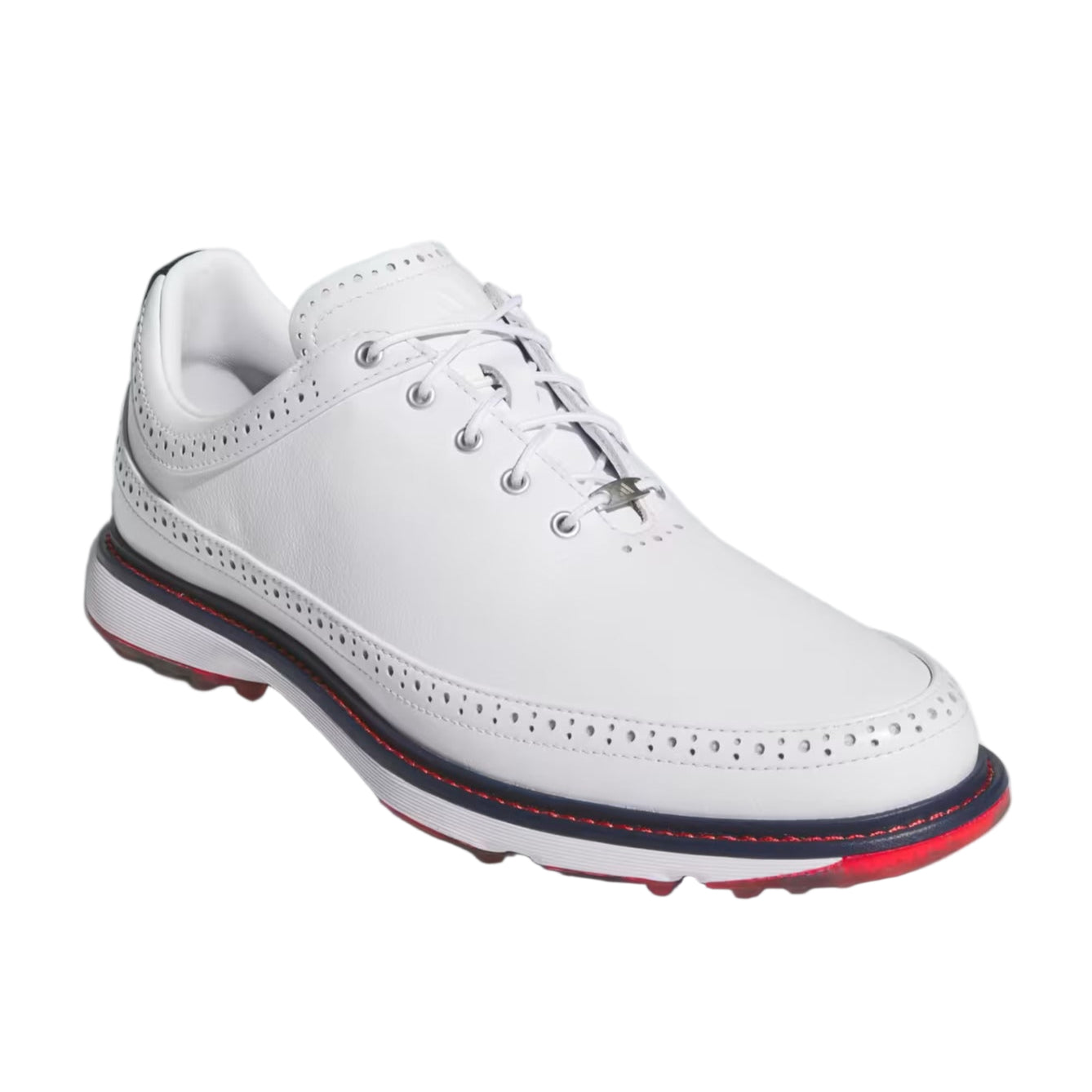 Adidas Men`s MC80 Spikeless Golf Shoe - Cloud White/ Collegiate Navy/ Better Scarlett