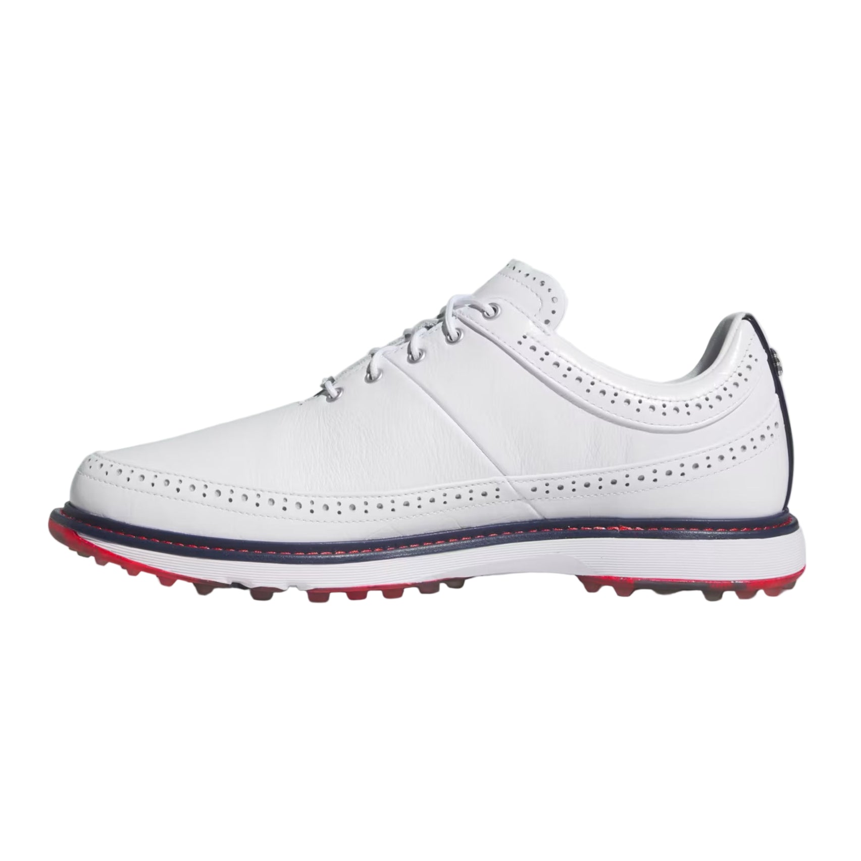 Adidas Men`s MC80 Spikeless Golf Shoe - Cloud White/ Collegiate Navy/ Better Scarlett