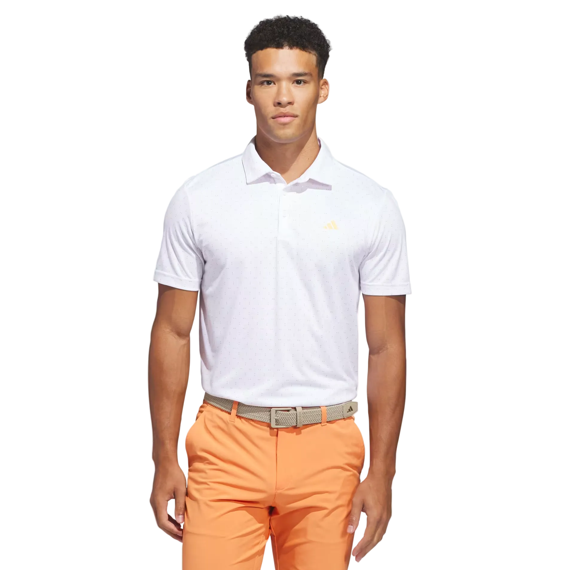 Adidas Performance Textured Print Polo - White/Lucid Orange
