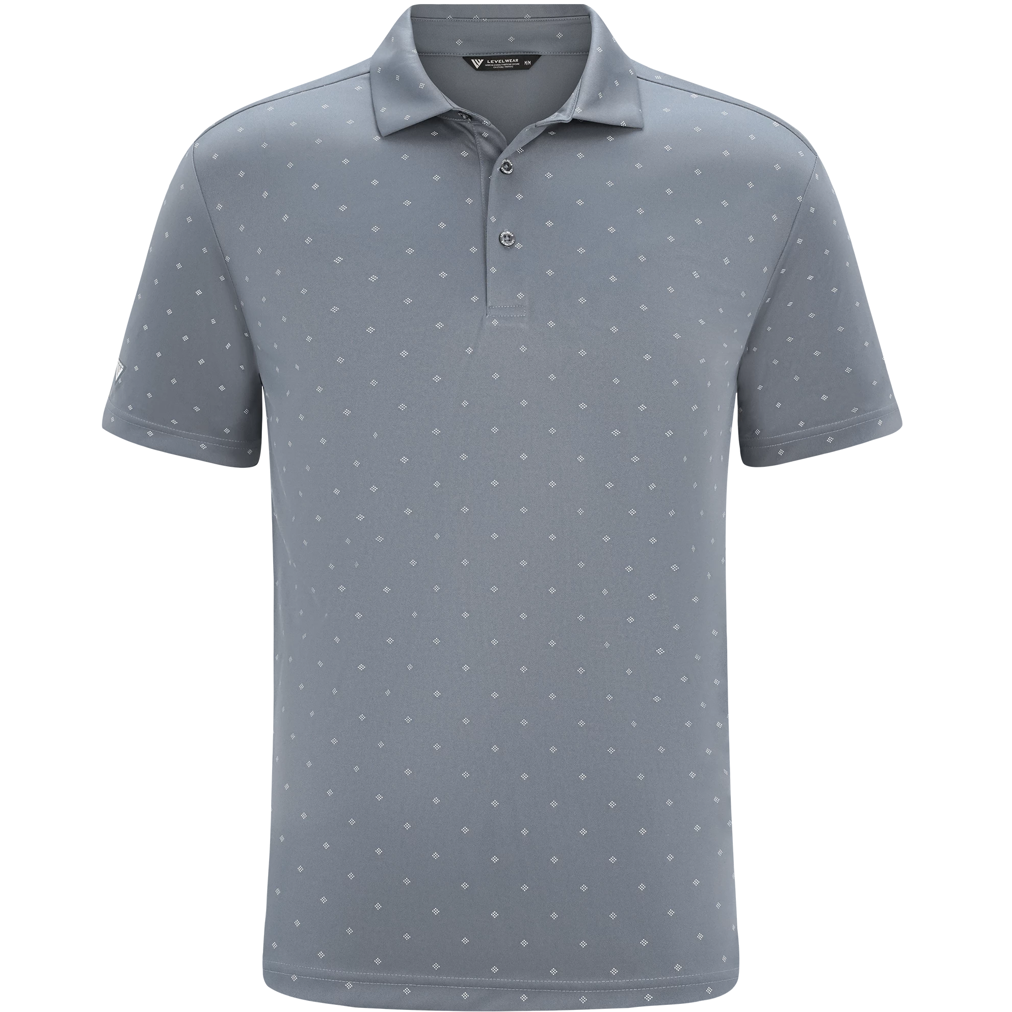mens golf polo in pebble colour with pattern