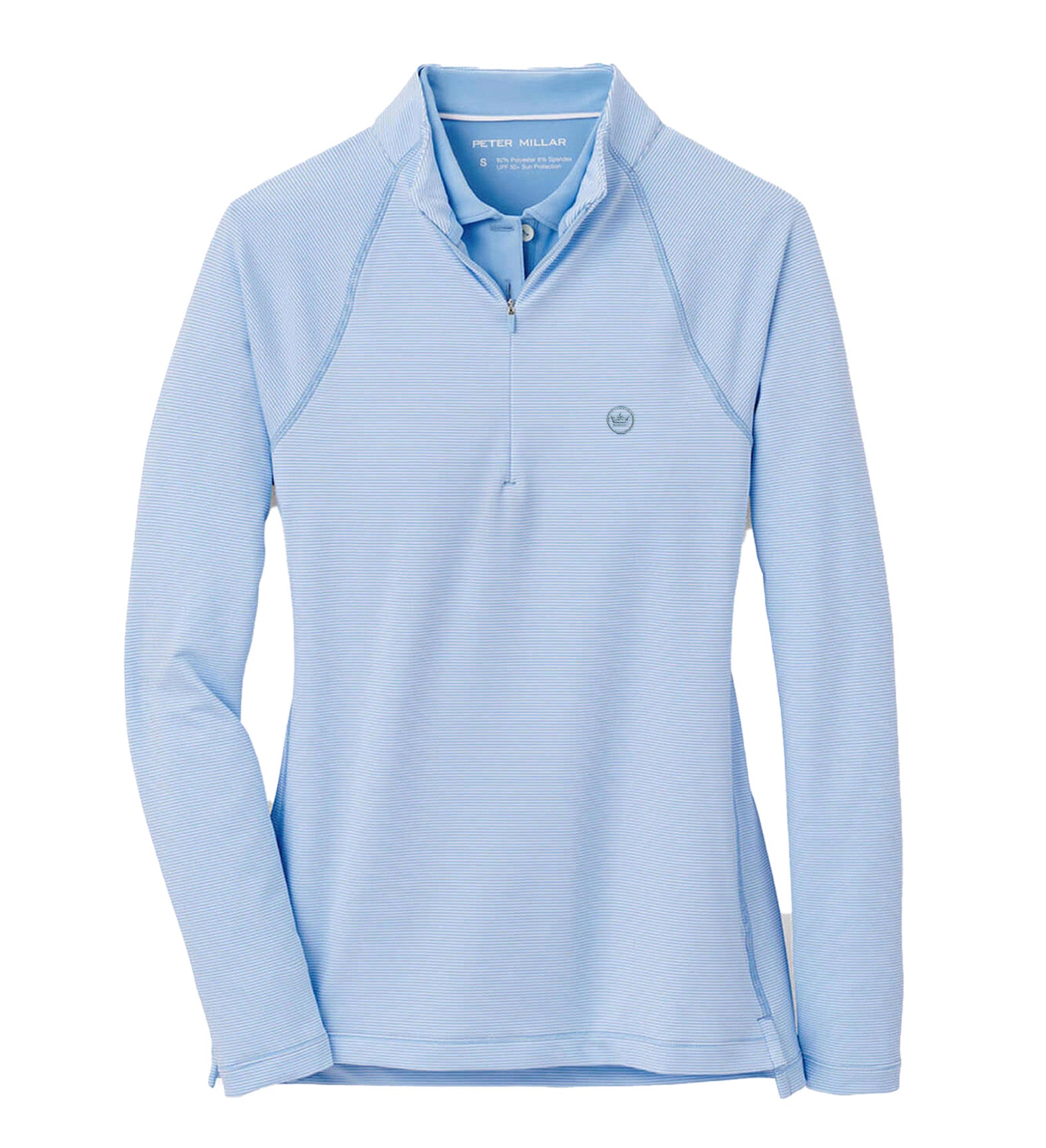 Peter Millar Ladies Sugar Stripe Quarter Zip - Cottage Blue