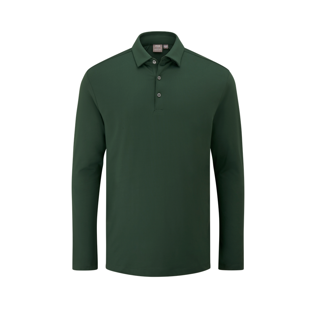PING Men`s Demitri Long Sleeve Polo Shirt - Gorse Green