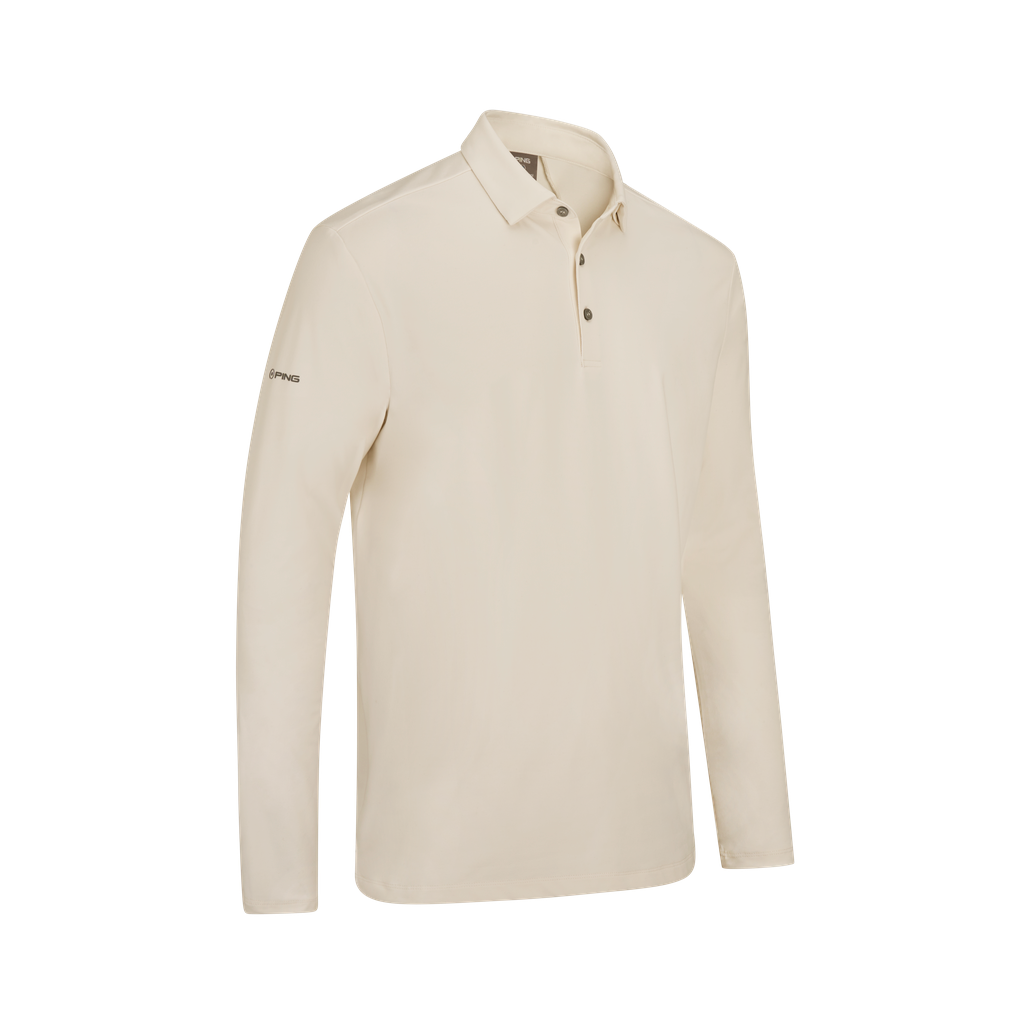 PING Men`s Demitri Long Sleeve Polo Shirt - Egret