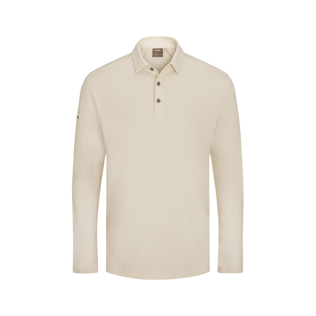 PING Men`s Demitri Long Sleeve Polo Shirt - Egret