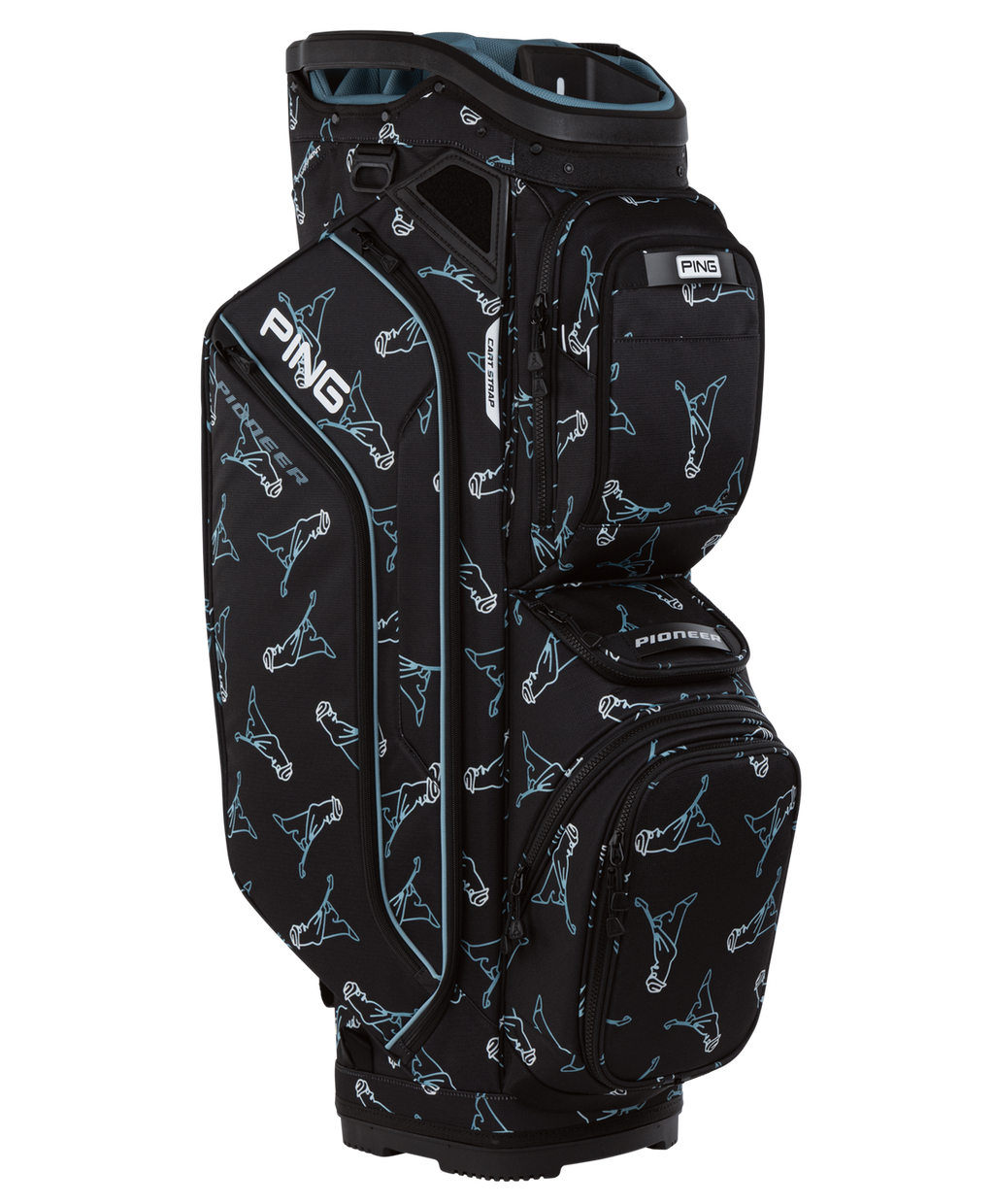 Ping Pioneer Cart Bag - Mr. Ping Black/ Blue | Golf HQ