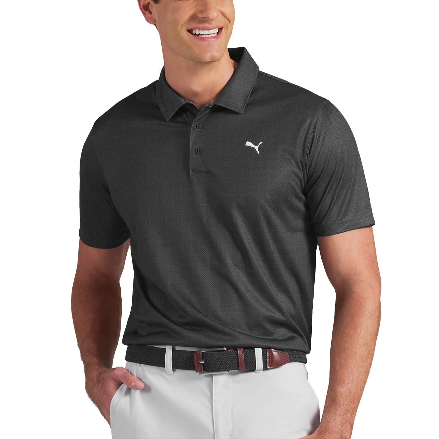 Puma Pure 2.0 Geo Diamond Golf Polo - Black/Grey