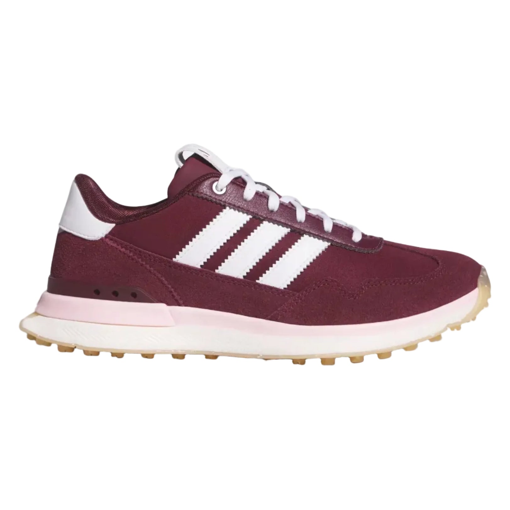 Adidas 26' Ladies Textile Spikeless Golf Shoes - Maroon/Clear Pink