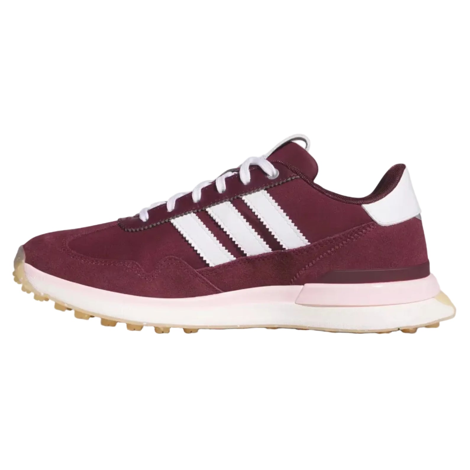 Adidas 26' Ladies Textile Spikeless Golf Shoes - Maroon/Clear Pink