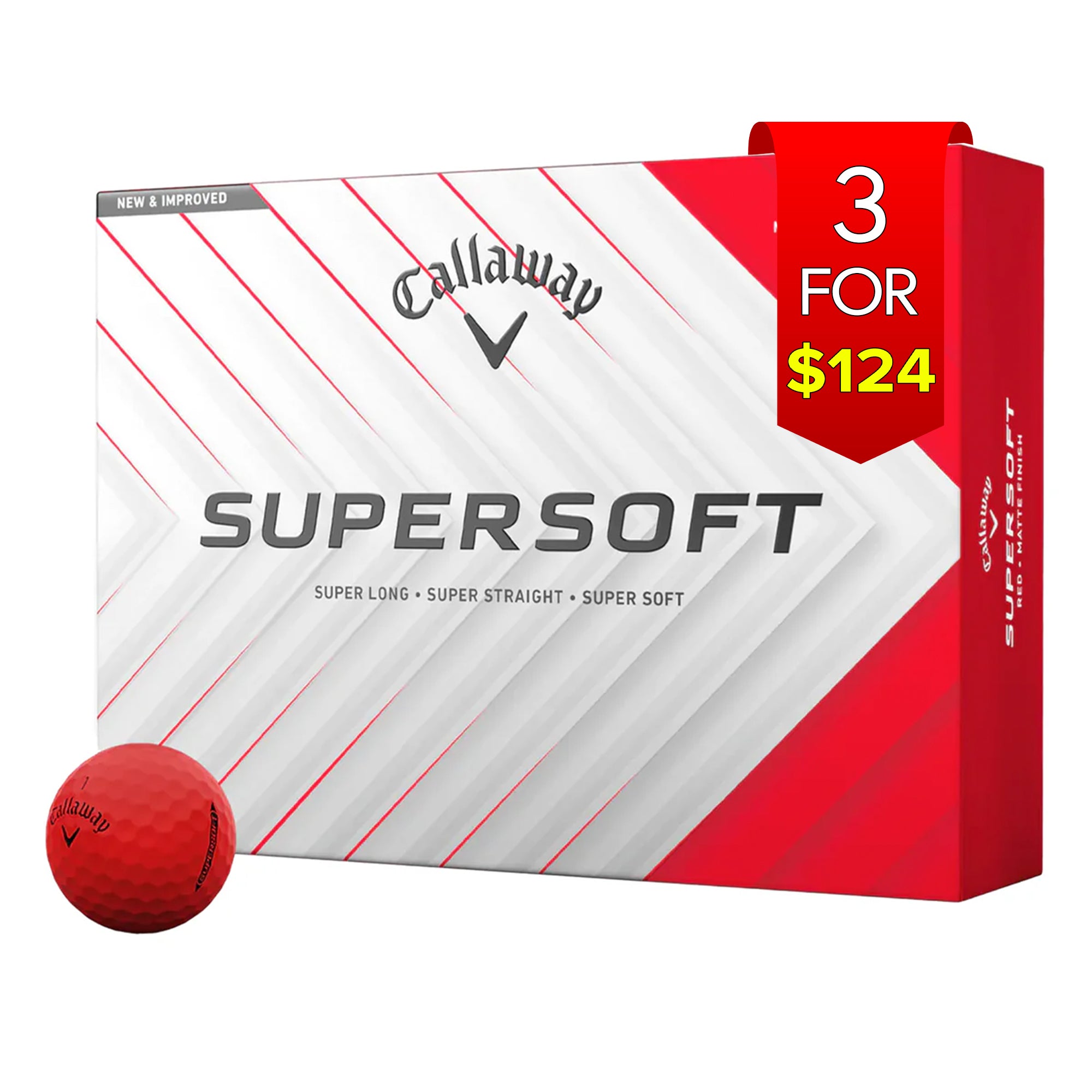 Callaway 2025 Supersoft Golf Balls  - Red
