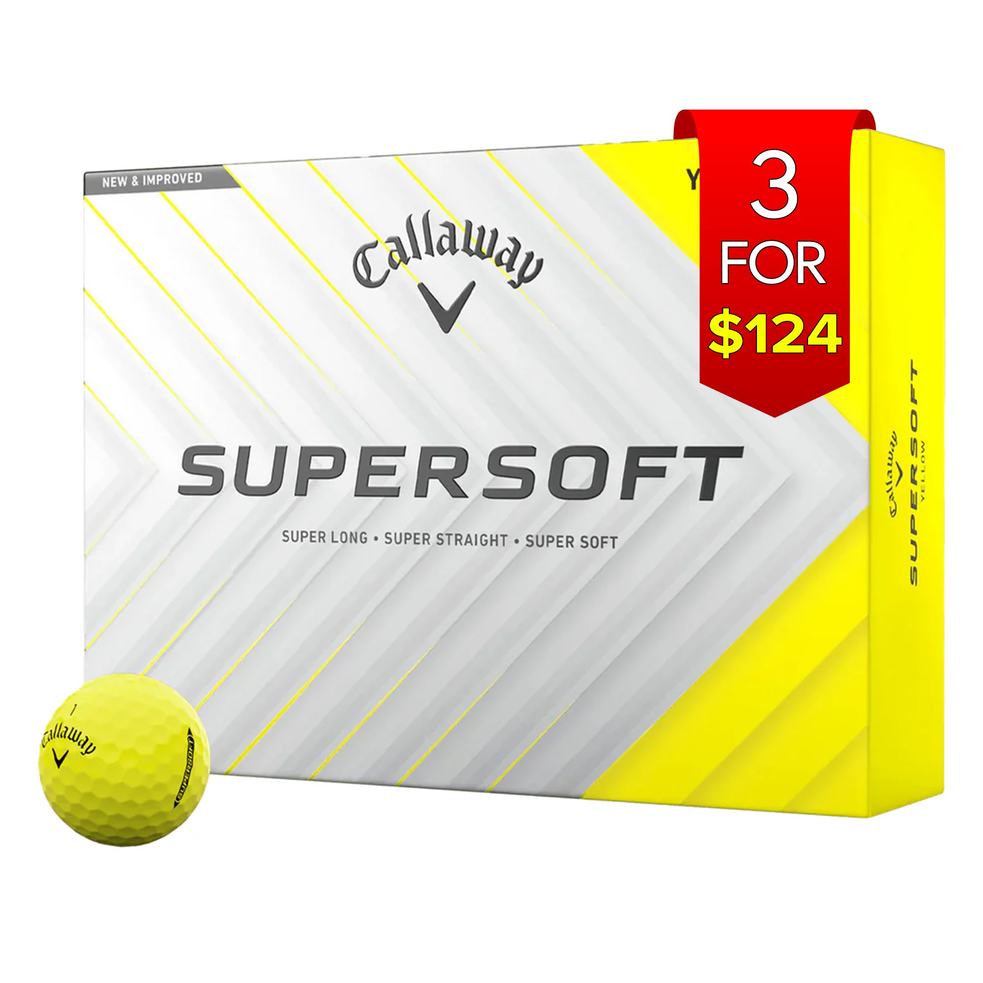 Callaway 2025 Supersoft Golf Balls - Yellow