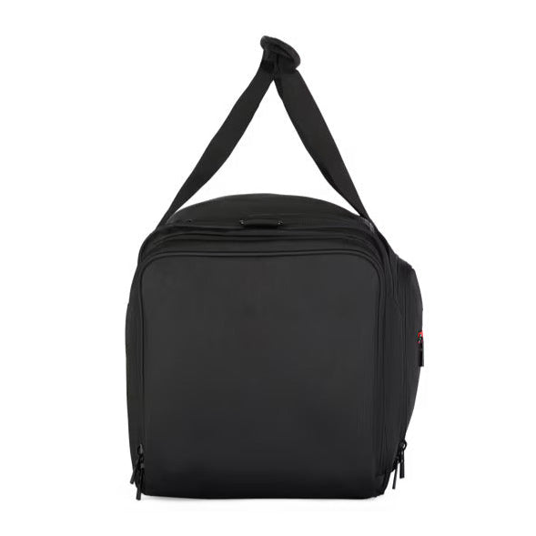 Black shoulder bag on a white background