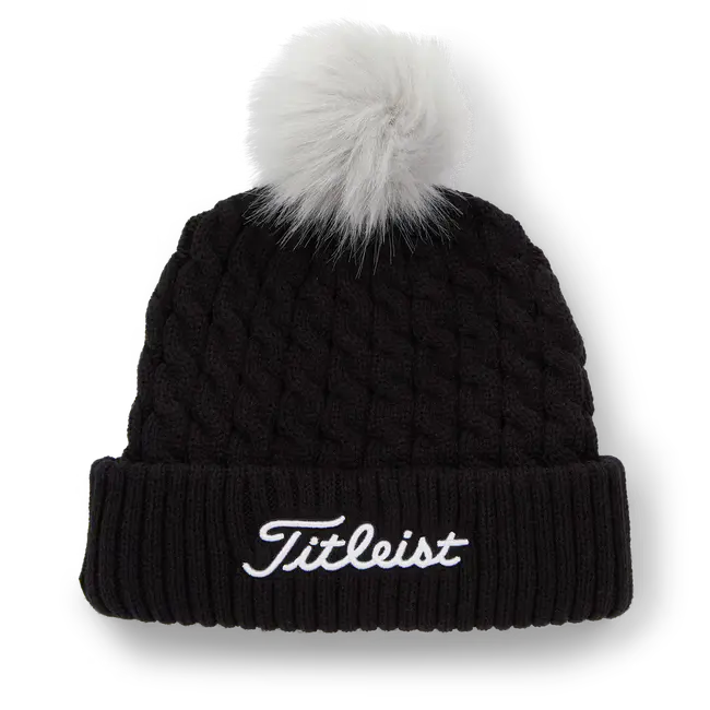 Titleist Cable Knit Pom Pom Beanie Black