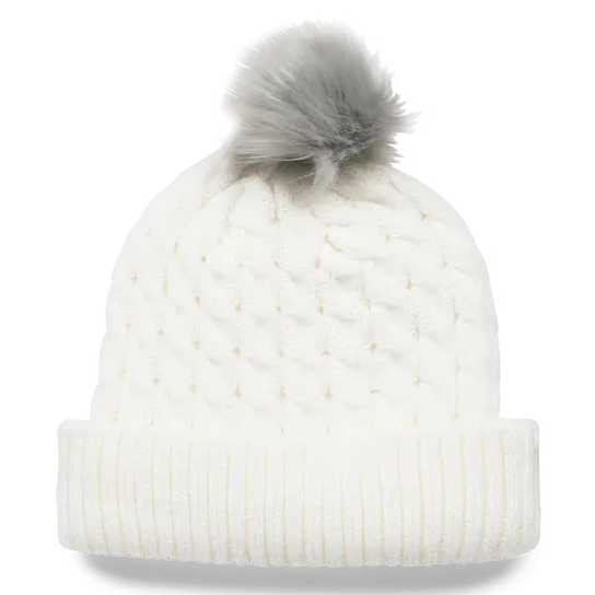 Titleist Cable Knit Pom Pom Beanie - White/Grey
