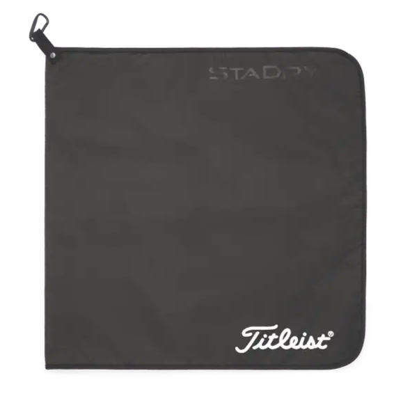 Black golf bag with 'Titleist' branding on a white background