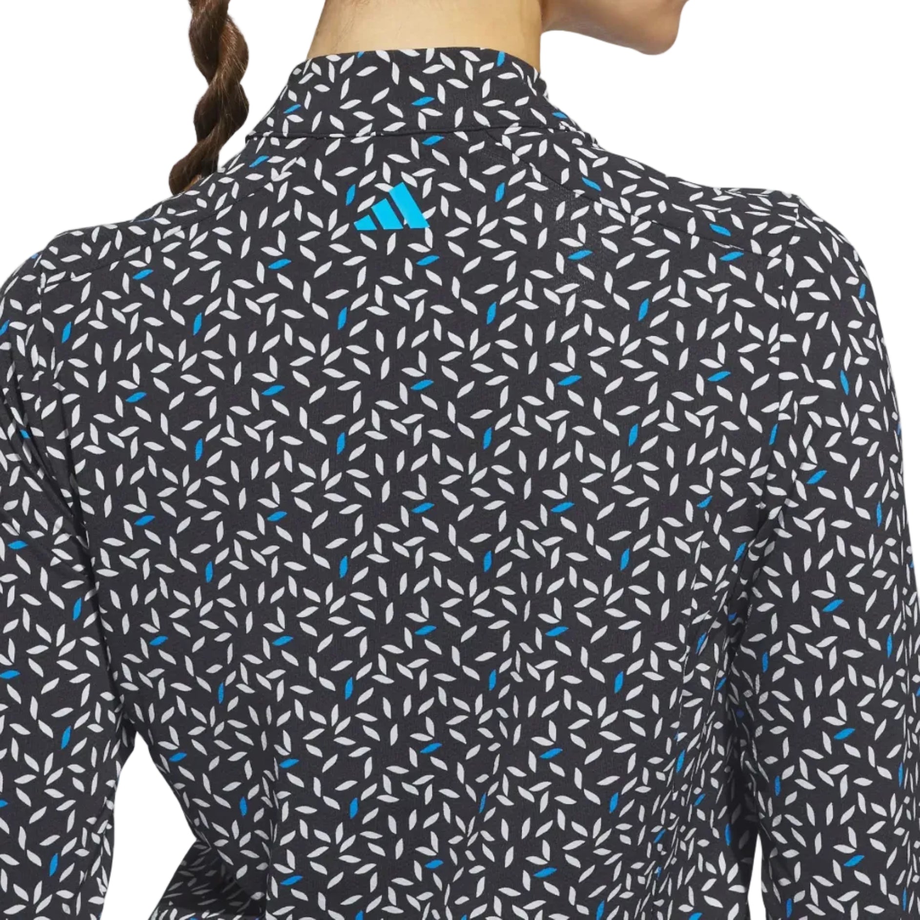 Adidas Ladies Ultimate365 Printed Quarter Zip Mock Polo - Lucid Ray Blue