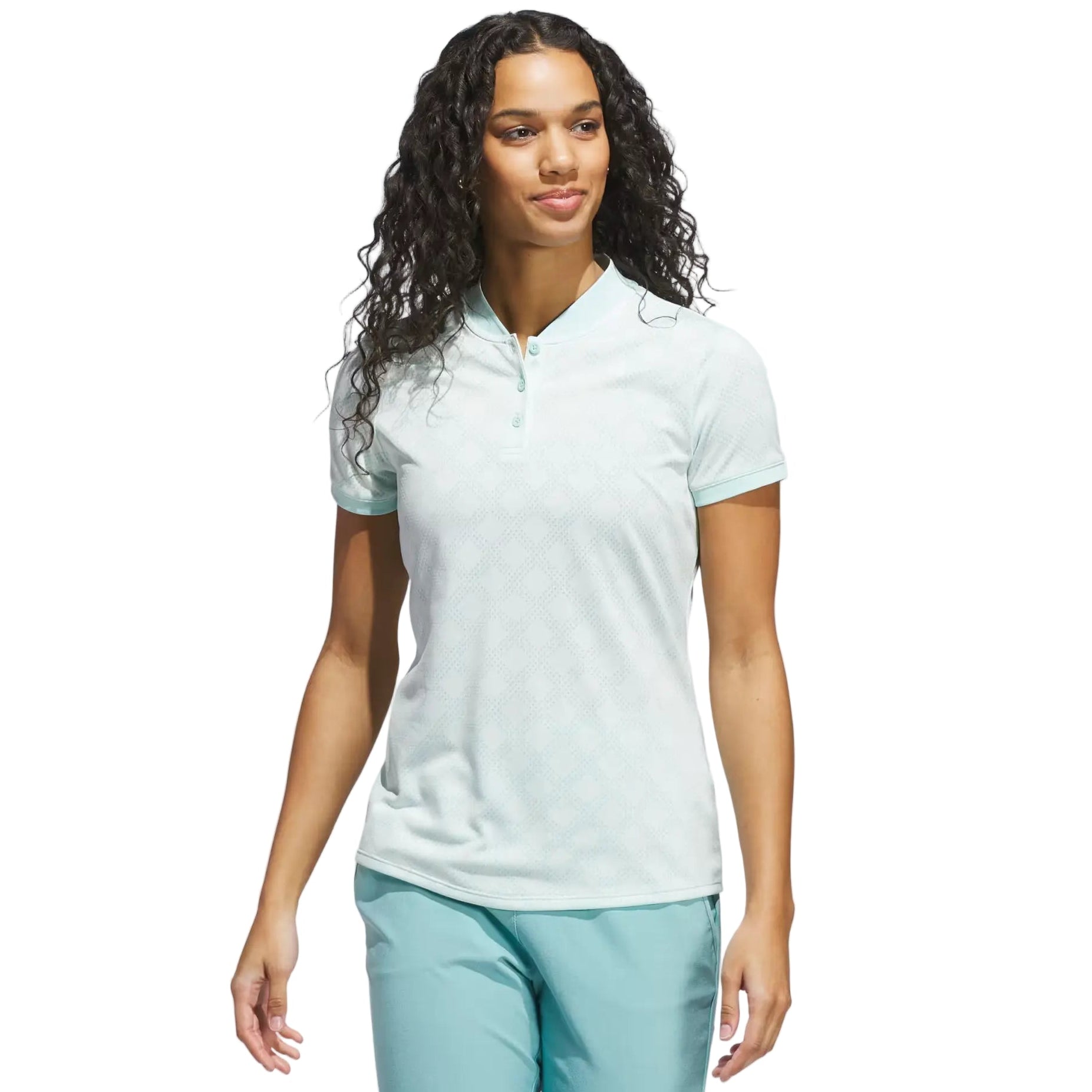 Adidas Ladies Ultimate365 Jacquard Polo - Semi Flash Aqua