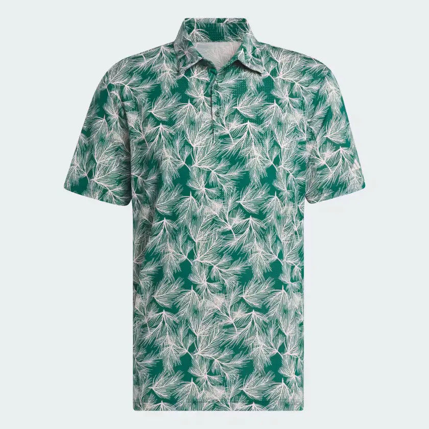 Adidas Ultimate 365 Mesh Print Polo - Collegiate Green / Sandy Pink