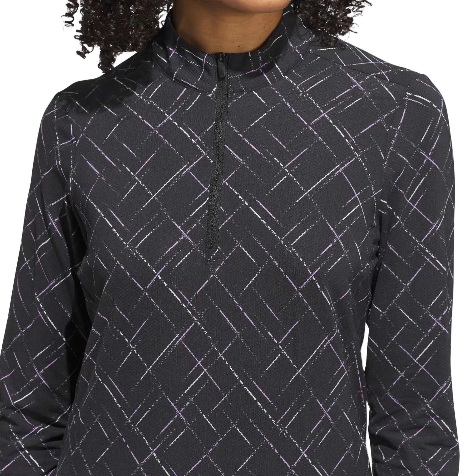 Adidas Ladies Ultimate365 Print Quarter Zip - Black/Plum