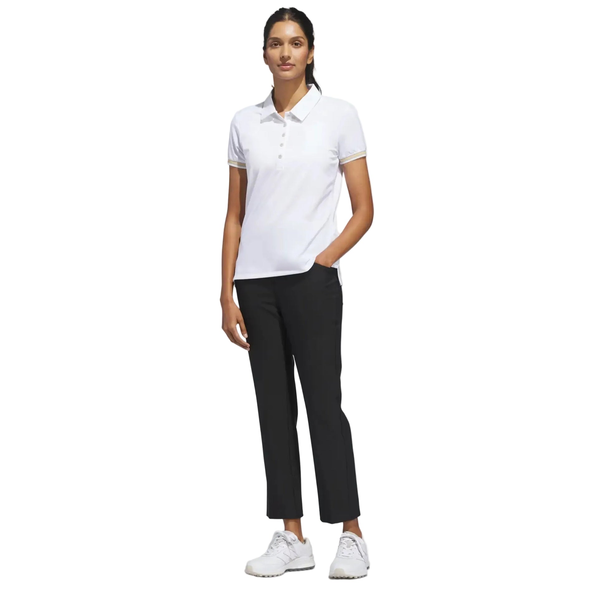 Adidas Ladies Ultimate365 Solid Classic Polo - White/Beige