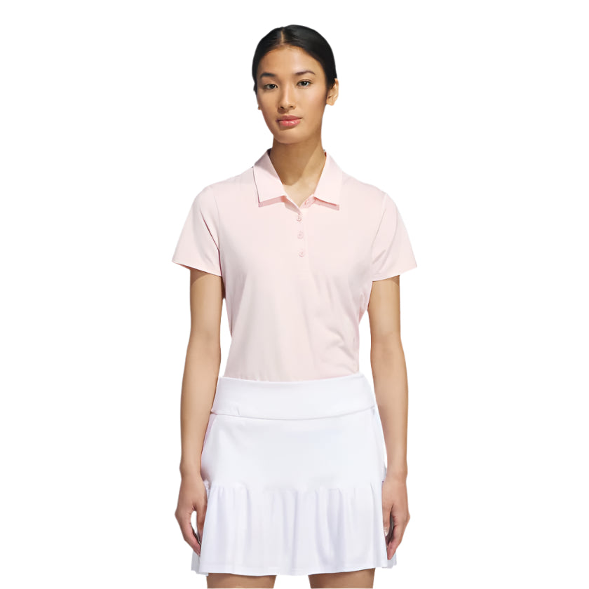 Adidas Women's Solid Performance Short Sleeve Polo Shirt - Sandy Pink