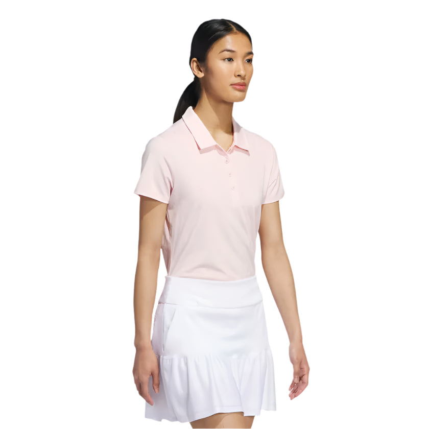 Adidas Women's Solid Performance Short Sleeve Polo Shirt - Sandy Pink