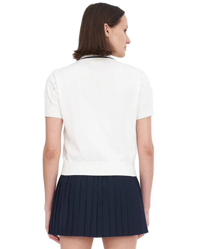 Huffer Golf Ladies Line Knit Polo - Chalk / Navy