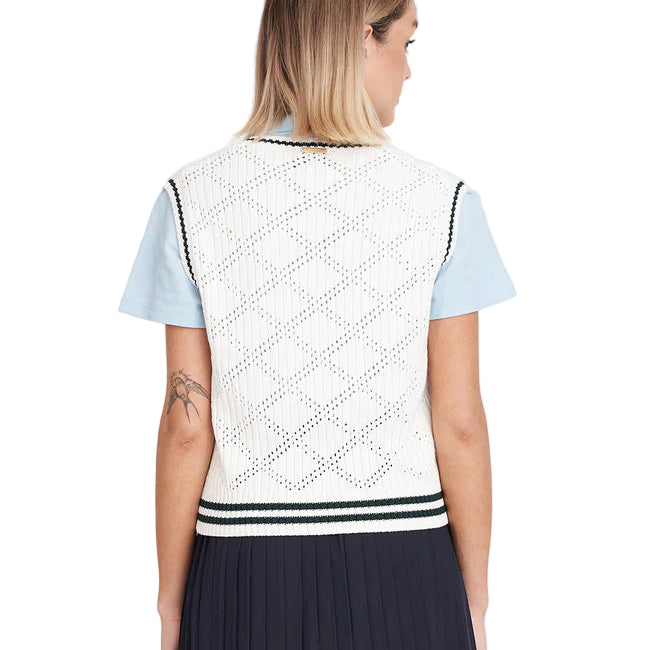 Huffer Golf  Ladies Diamond Crop Vest - Chalk