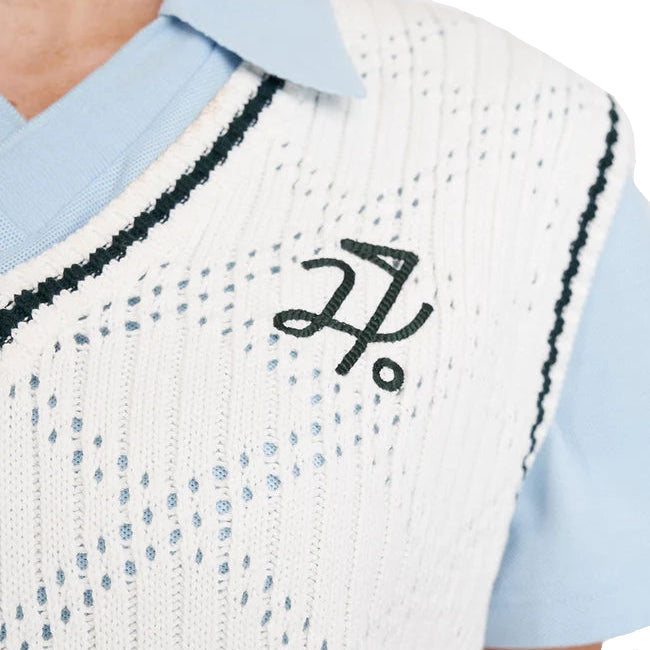 Huffer Golf  Ladies Diamond Crop Vest - Chalk