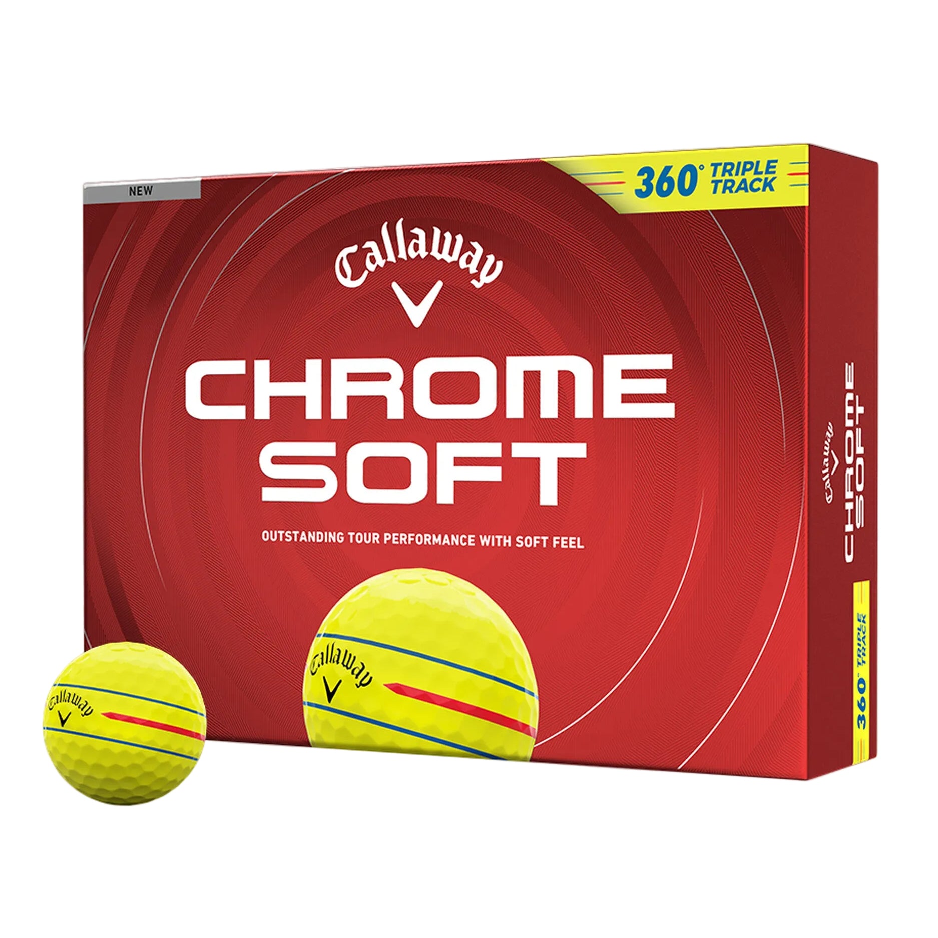 Callaway 26' Chrome Soft 360 Triple Track Yellow Golf Balls - Dozen