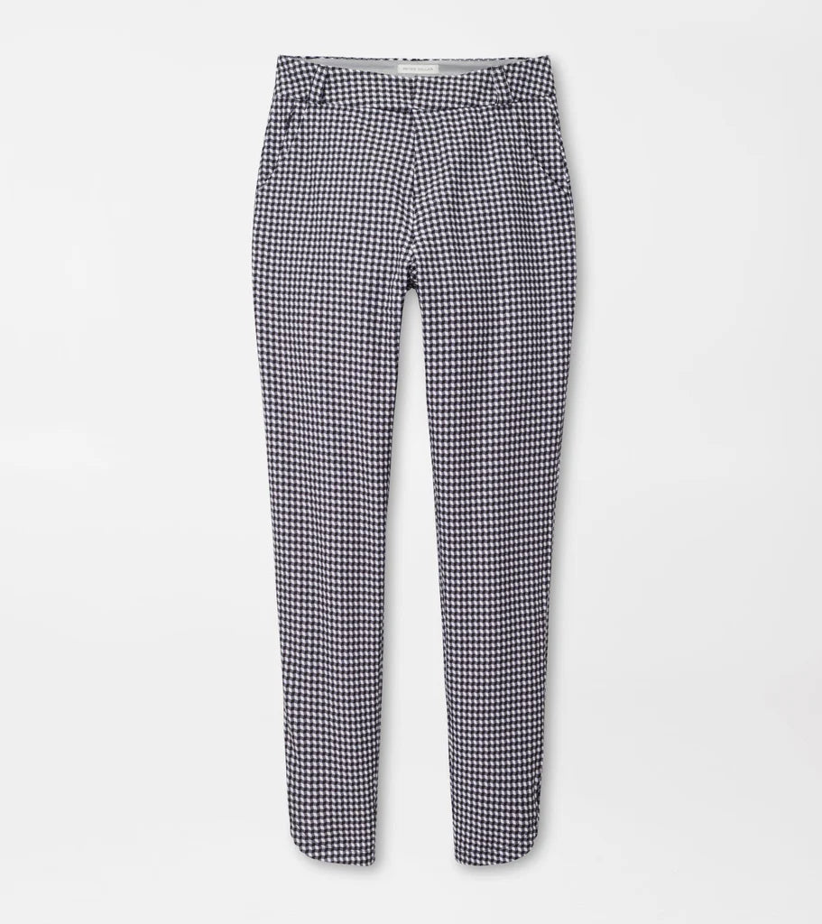 Peter Millar Surge Gingham Print Performance Ankle Trouser - Black