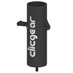 Black umbrella holder with 'clicgear' branding on a white background