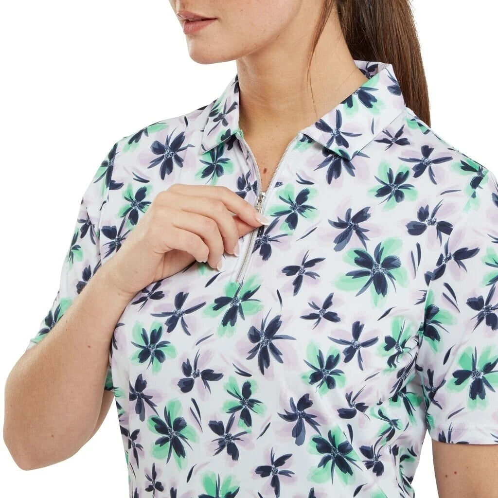 Footjoy Ladies 1/2 Zip Floral Print Lisle