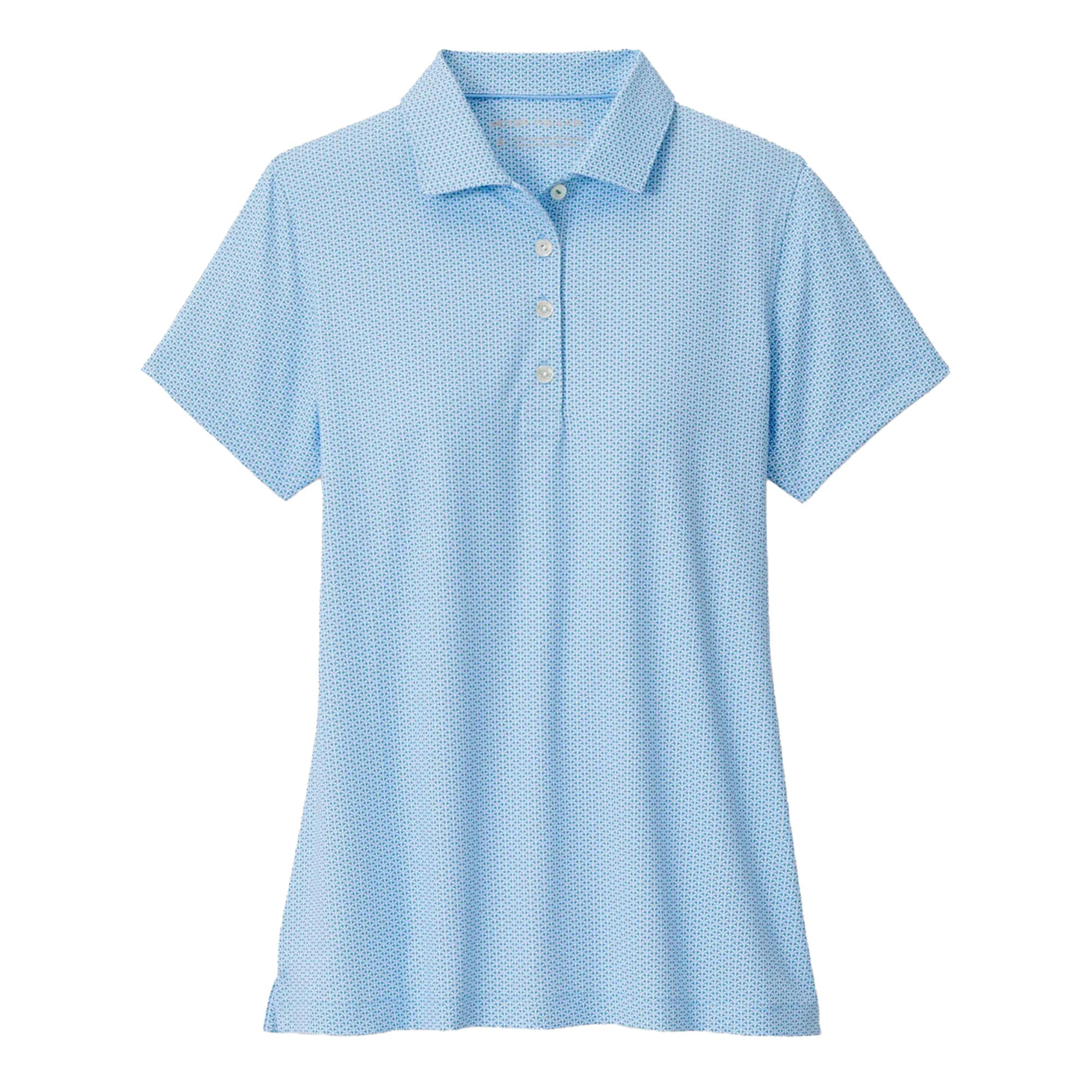 Peter Millar Ladies Trillium Neat Short Sleeve Button Polo - Cottage Blue