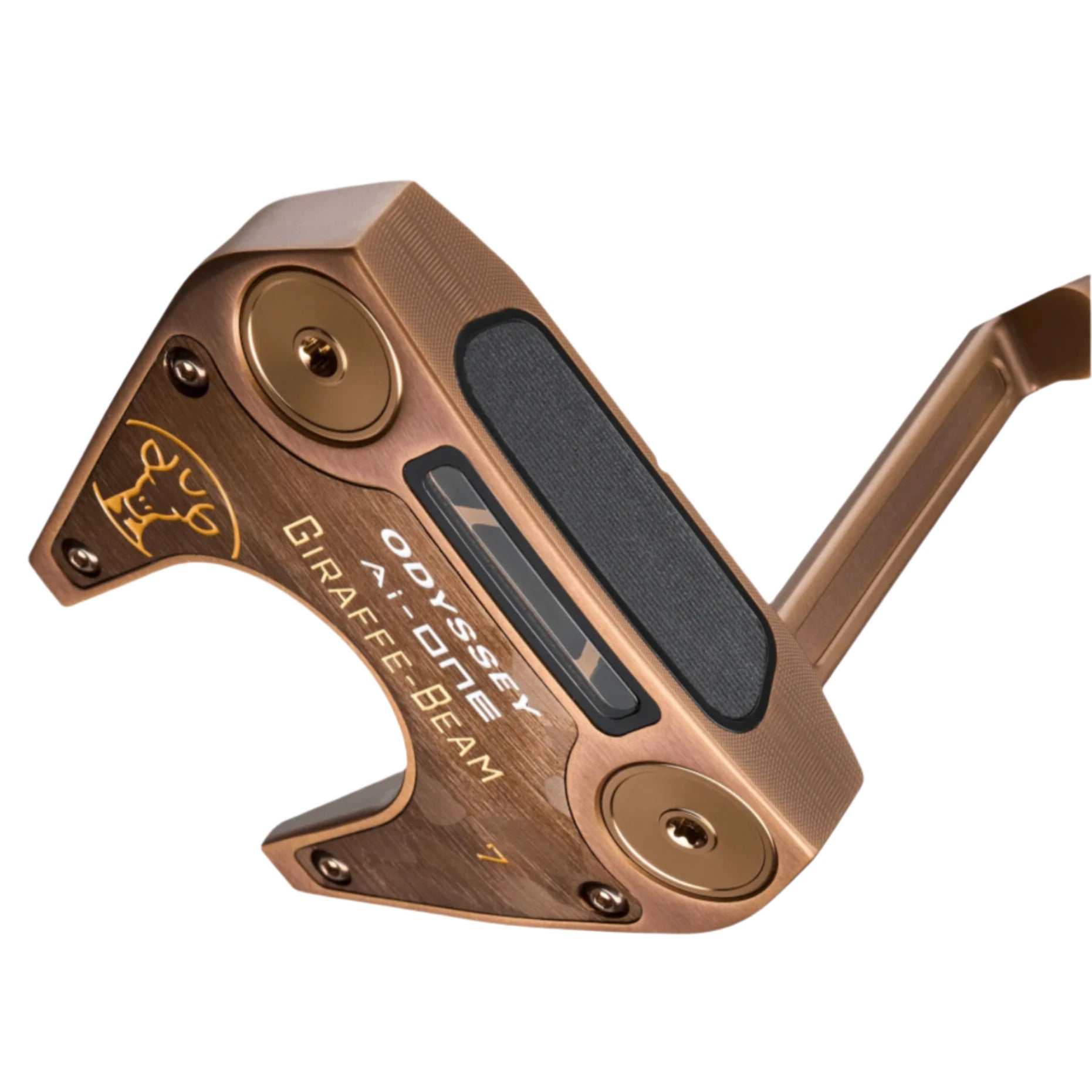 Golf putter head with 'Odyssey' branding on a white background